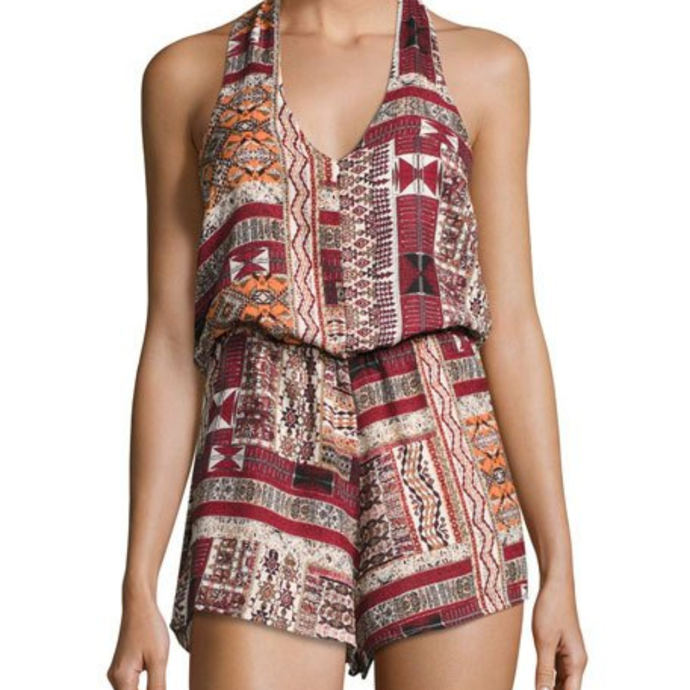 Bishop+Young Desert Floral Print Halter Romper